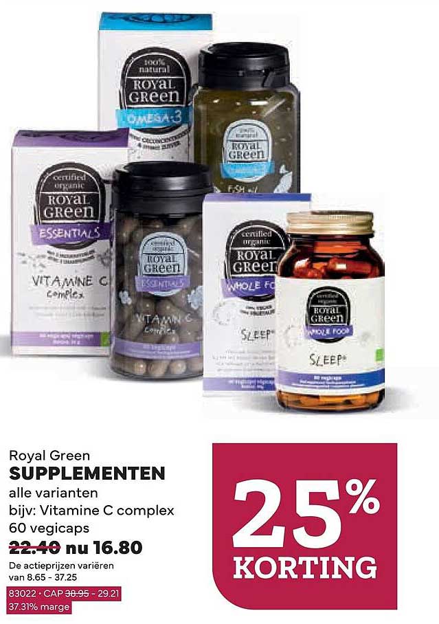 Royal Green supplementen 25% korting