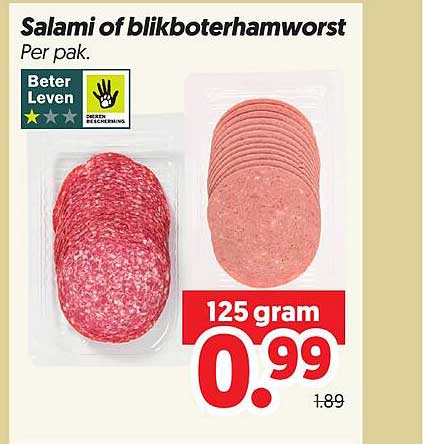 Salamiof blikboterhamworst Per pak.