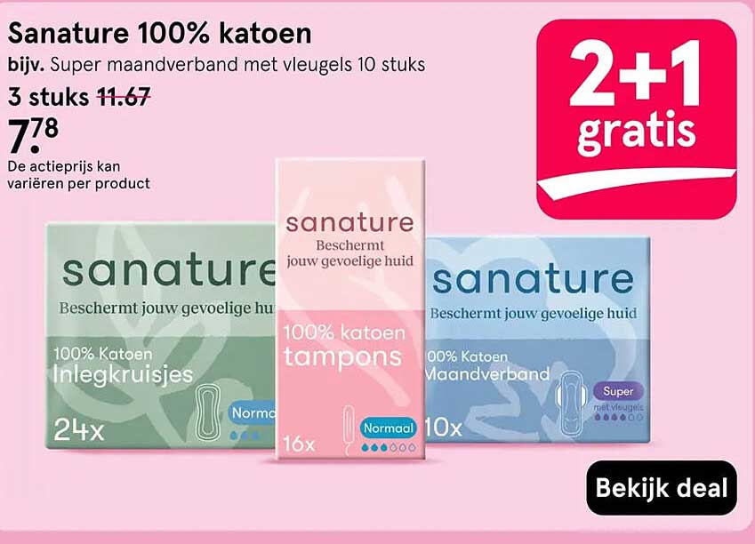 Sanature 100% katoen 2+1 gratis