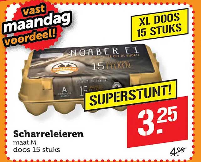 Scharreleieren maat M doos 15 stuks XL DOOS 15 STUKS SUPERSTUNT!