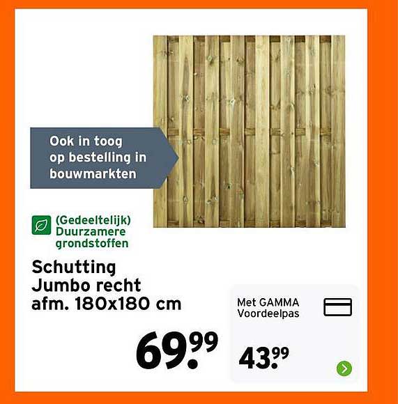 Schutting Jumbo recht afm. 180x180 cm