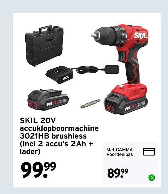 SKIL 20V accuklopboormachine 3021HB brushless (incl 2 accu's 2Ah + lader)