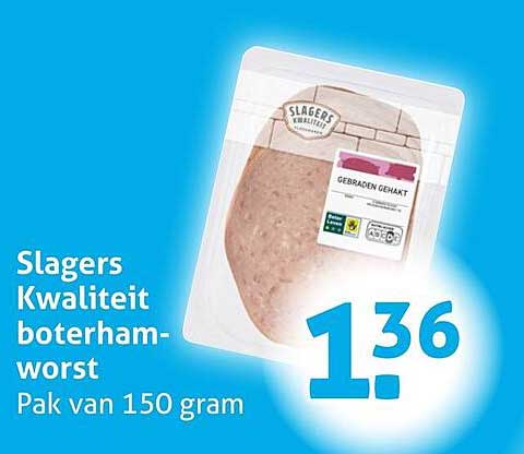 Slagers Kwaliteit boterhamworst Pak van 150 gram