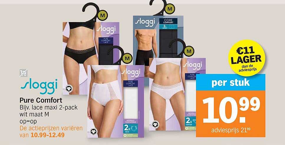 sloggi Pure Comfort Biv. lace maxi 2-pack wit maat M op=op