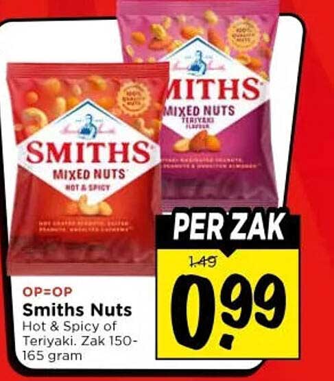 Smiths Nuts Hot & Spicy of Teriyaki. Zak 150-165 gram