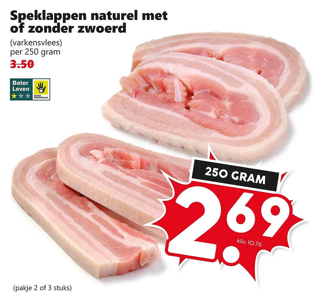 Speklappen naturel met of zonder zwoerd