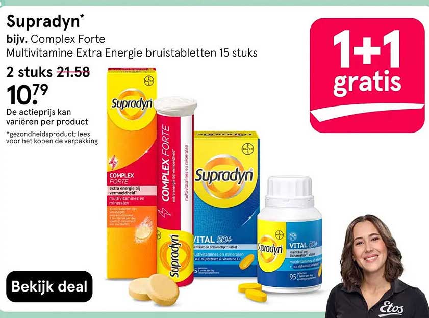 Supradyn* bijv. Complex Forte Multivitamine Extra Energie bruistabletten 15 stuks 1+1 gratis