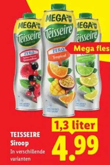 Teisseire Siroop In verschillende varianten Mega fles 1,3 liter