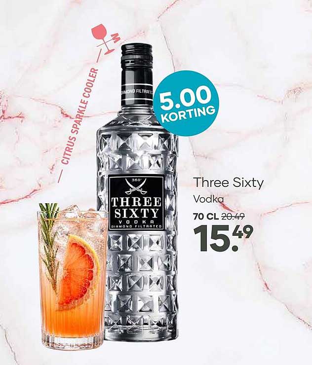 Three Sixty Vodka 70 cl 5.00 korting