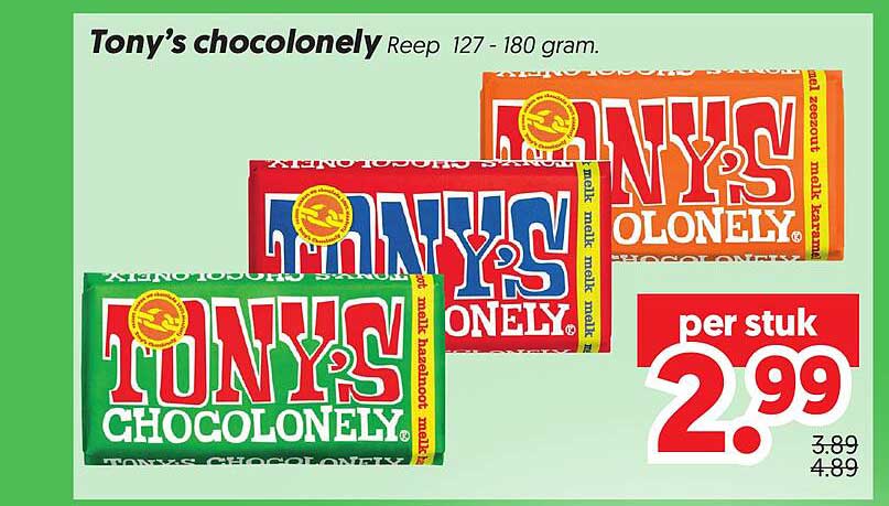 Tony’s chocolonely Reep 127 - 180 gram.