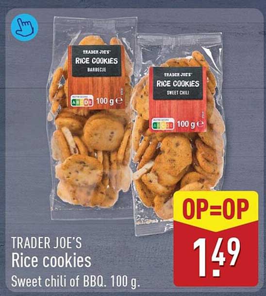 TRADER JOE'S Rice cookies Sweet chili of BBQ. 100 g. OP=OP