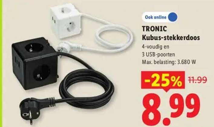 TRONIC Kubus-stekkerdoos -25%