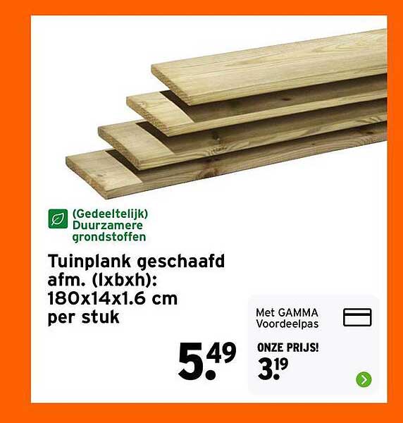 Tuinplank geschaafd afm. (lxbxh): 180x14x1.6 cm per stuk