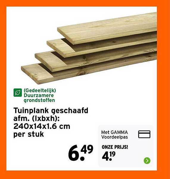 Tuinplank geschaafd afm. (lxbxh): 240x14x1.6 cm per stuk