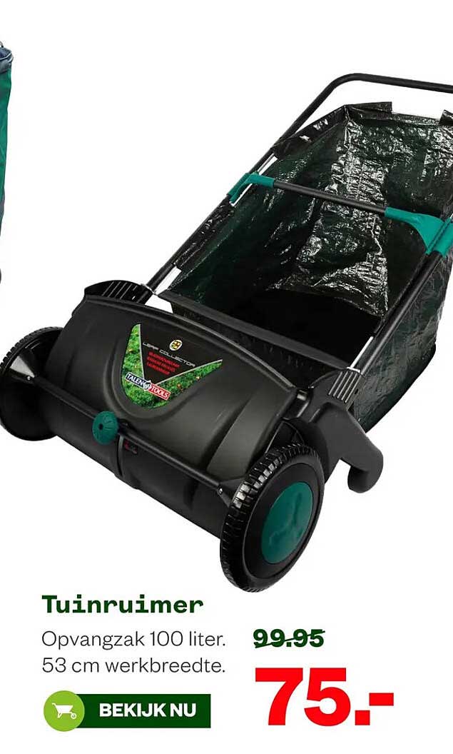Tuinruimer Opvangzak 100 liter. 53 cm werkbreedte.