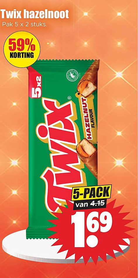 Twix hazelnoot Pak 5 x 2 stuks. 5-PACK van 4.15