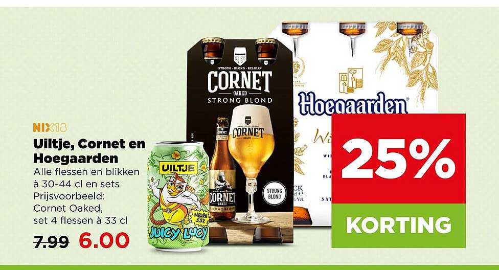 Uiltje, Cornet en Hoegaarden 25% KORTING