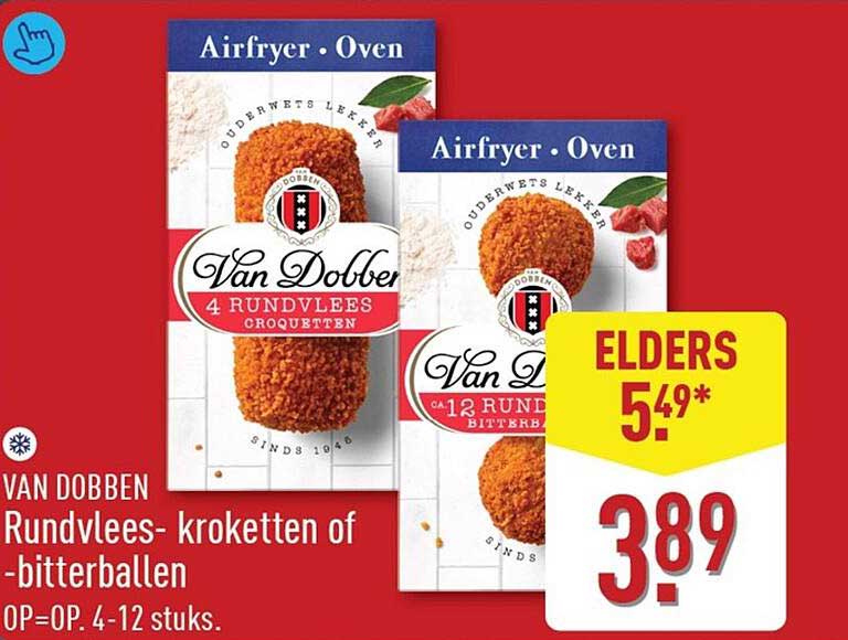 Van Dobben Rundvlees-kroketten of -bitterballen OP=OP. 4-12 stuks.