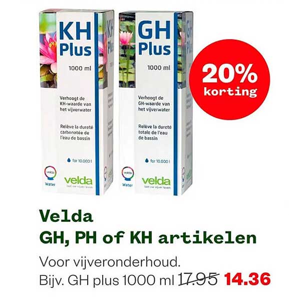 Velda GH, PH of KH artikelen