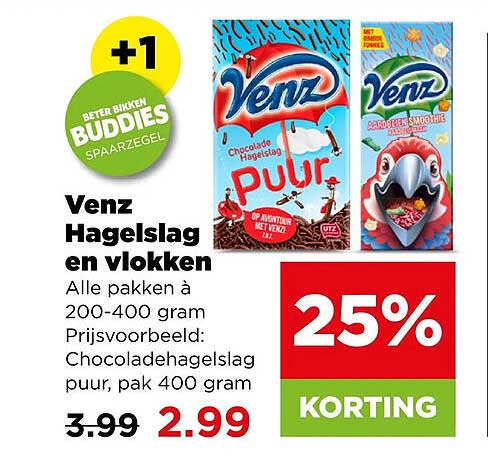 Venz Hagelslag en vlokken 25% korting