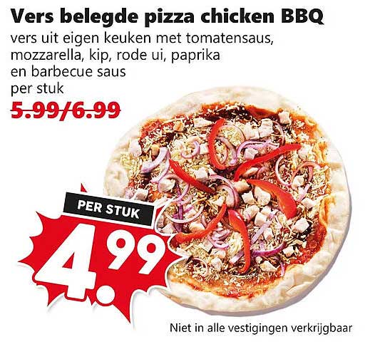 Vers belegde pizza chicken BBQ
