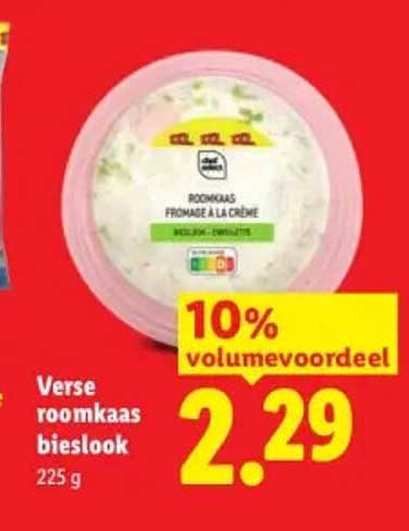 Verse roomkaas bieslook 225 g 10% volumvoordeel