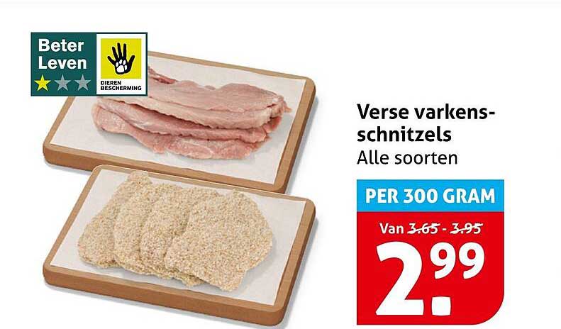 Verse varkens-schnitzels Alle soorten PER 300 GRAM