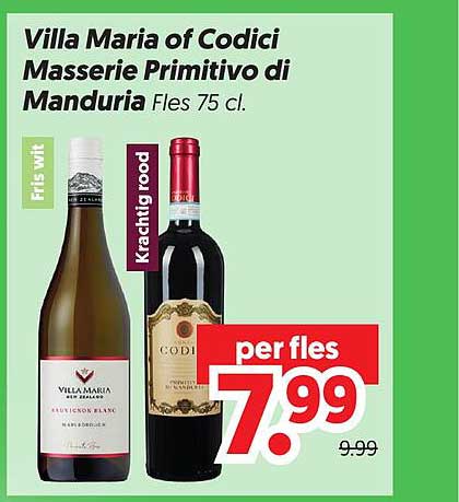 Villa Maria of Codici Masserie Primitivo di Manduria Fles 75 cl.