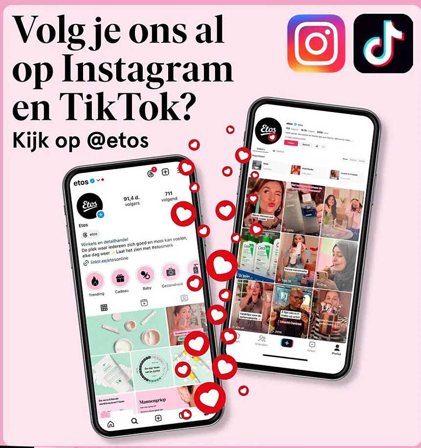 Volg je ons al op Instagram en TikTok? Kijk op @etos