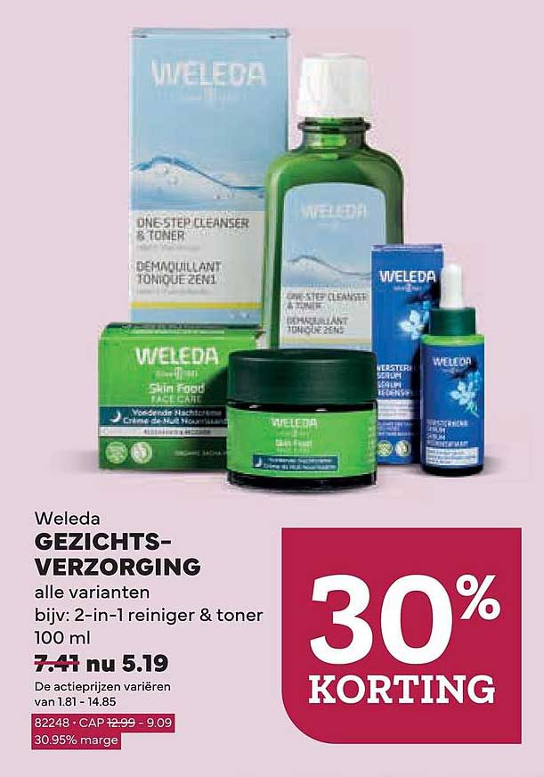 Weleda GEZICHTS-VERZORGING alle varianten bijv: 2-in-1 reiniger & toner 100 ml 30% KORTING