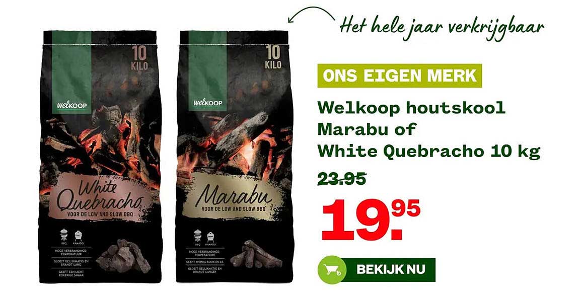 Welkoop houtskool Marabu of White Quebracho 10 kg