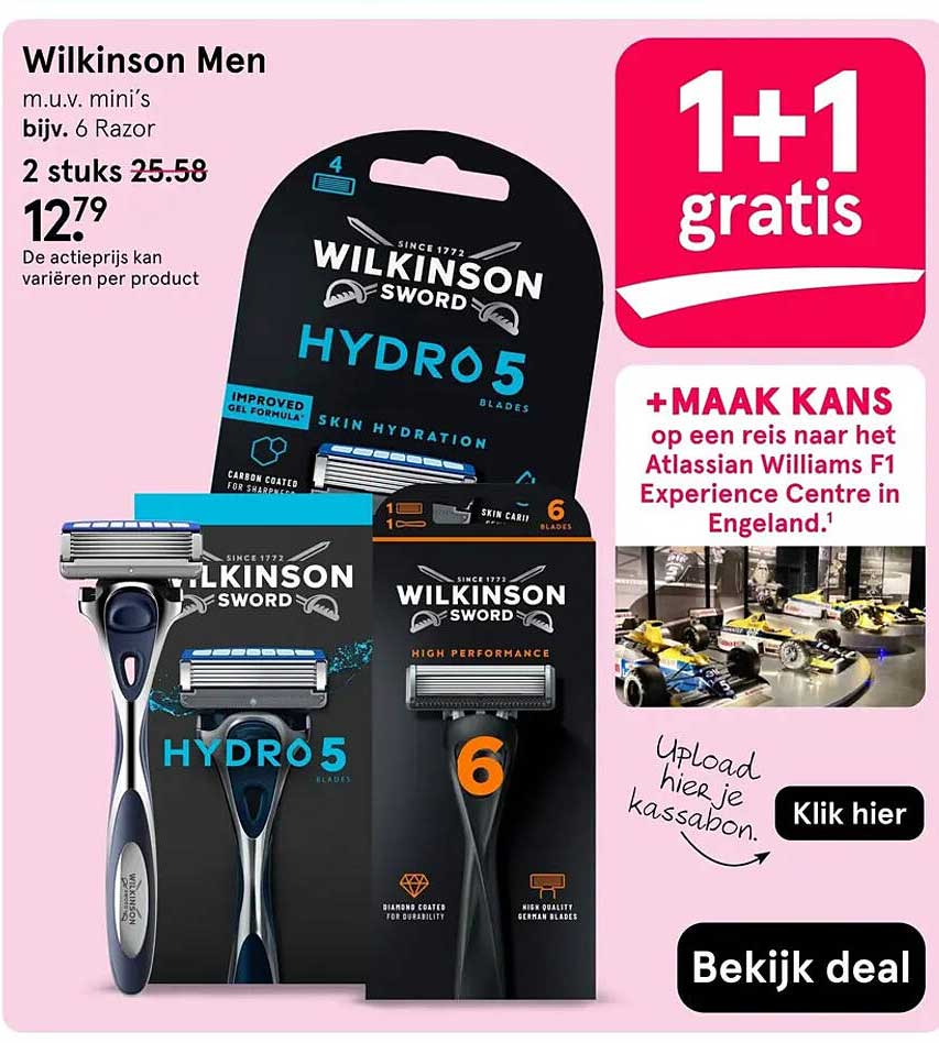Wilkinson Men m.u.v. mini’s bijv. 6 Razor 1+1 gratis