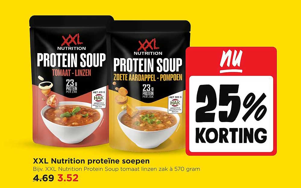 XXL Nutrition proteïne soepen 25% korting
