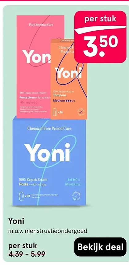 Yoni m.u.v. menstruatieondergoed per stuk
