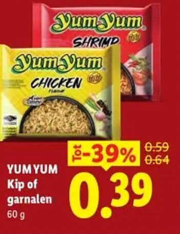 YUM YUM Kip of garnalen 60 g Tot -39%