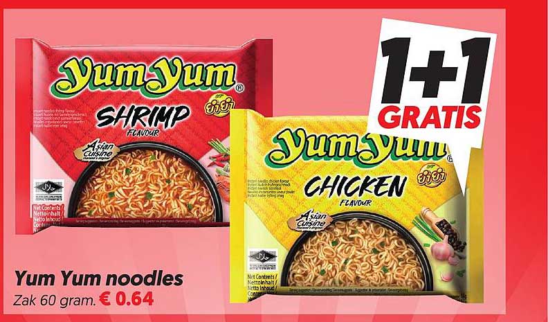 Yum Yum noodles 1+1 GRATIS