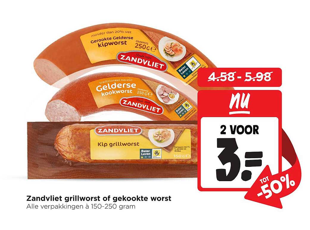 Zandvliet grillworst of gekookte worst 2 voor 3.5