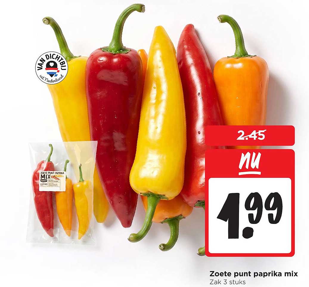 Zoete punt paprika mix Zak 3 stuks