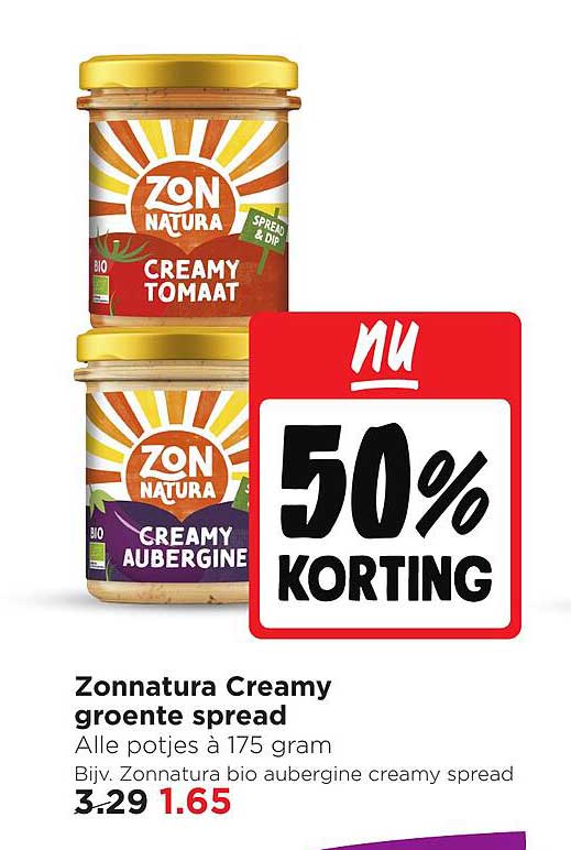 Zonnatura Creamy groente spread 50% korting