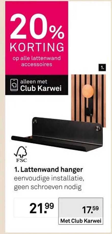 1. Lattenwand hanger eenvoudige installatie, geen schroeven nodig