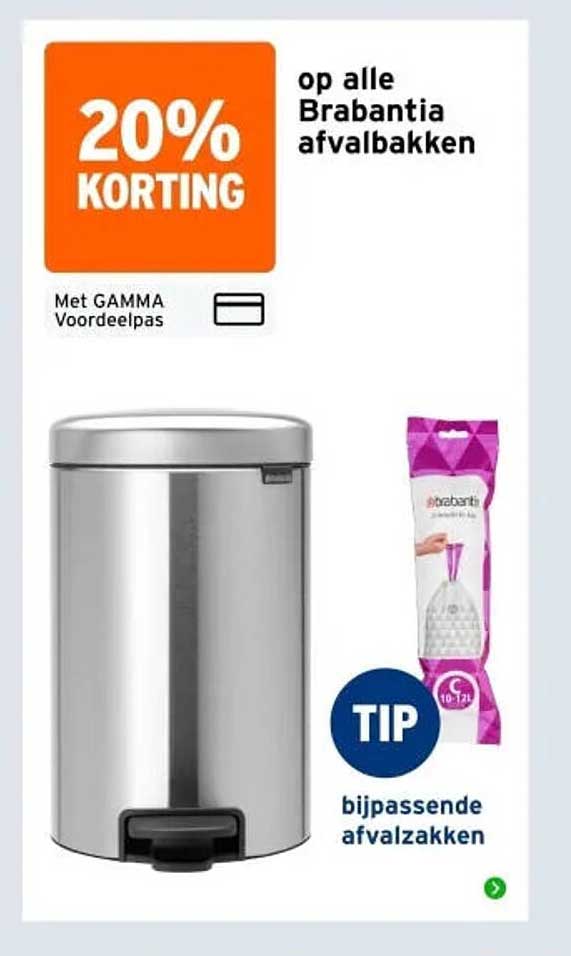 20% korting op alle Brabantia afvalbakken