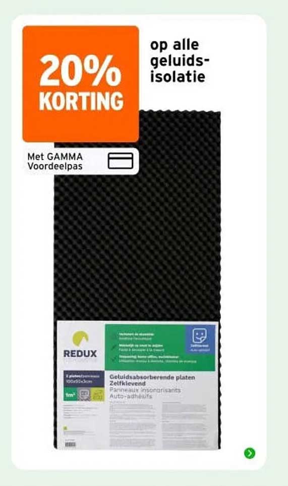 20% korting op alle geluids-isolatie