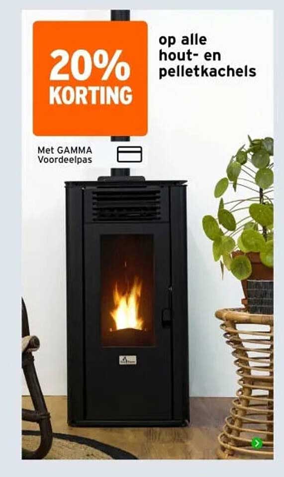20% korting op alle hout- en pelletkachels