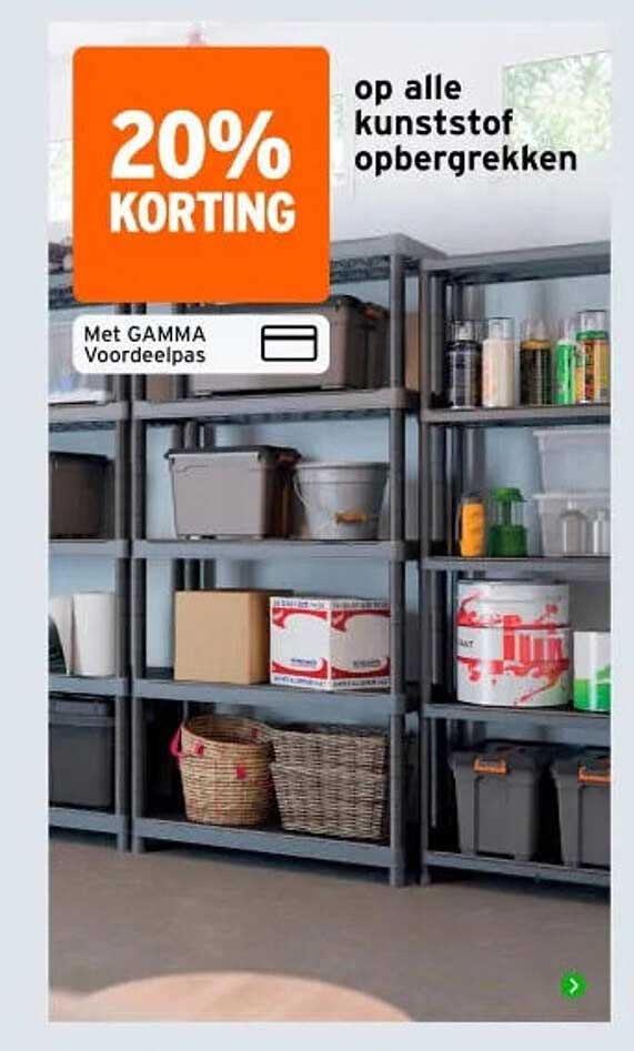 20% korting op alle kunststof opbergrekken