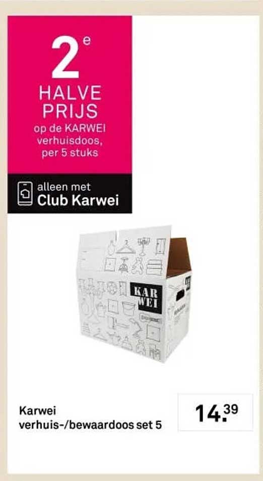 2e halve prijs op de KARWEI verhuisdoos, per 5 stuks