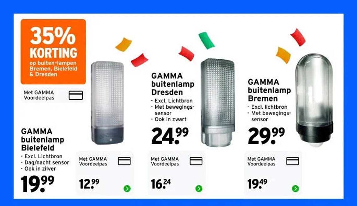 35% KORTING op buiten-lampen Bremen, Bielefeld & Dresden