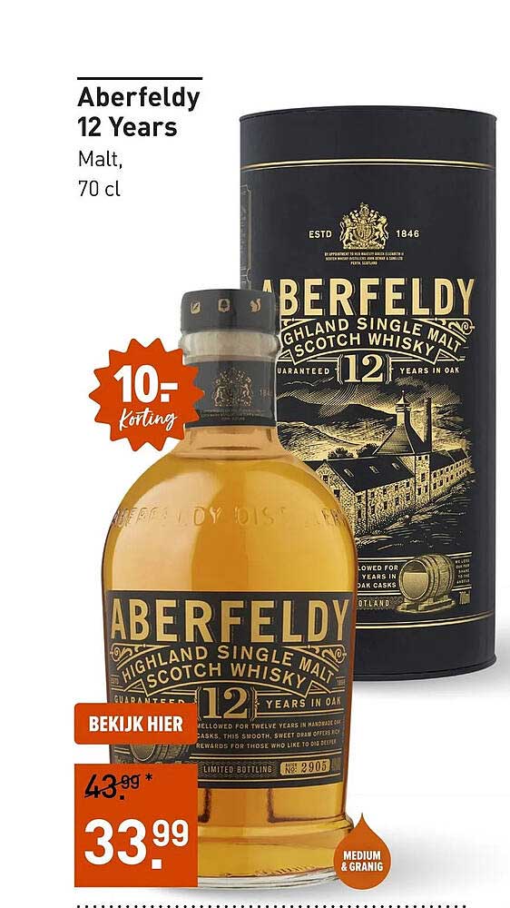 Aberfeldy 12 Years Malt, 70 cl