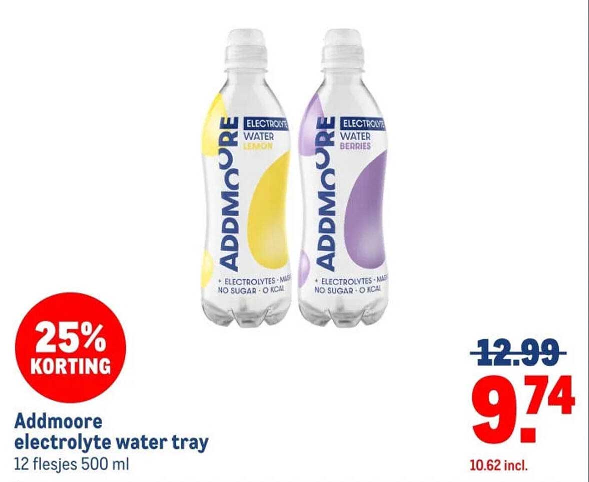 Addmoore electrolyte water tray 12 flesjes 500 ml