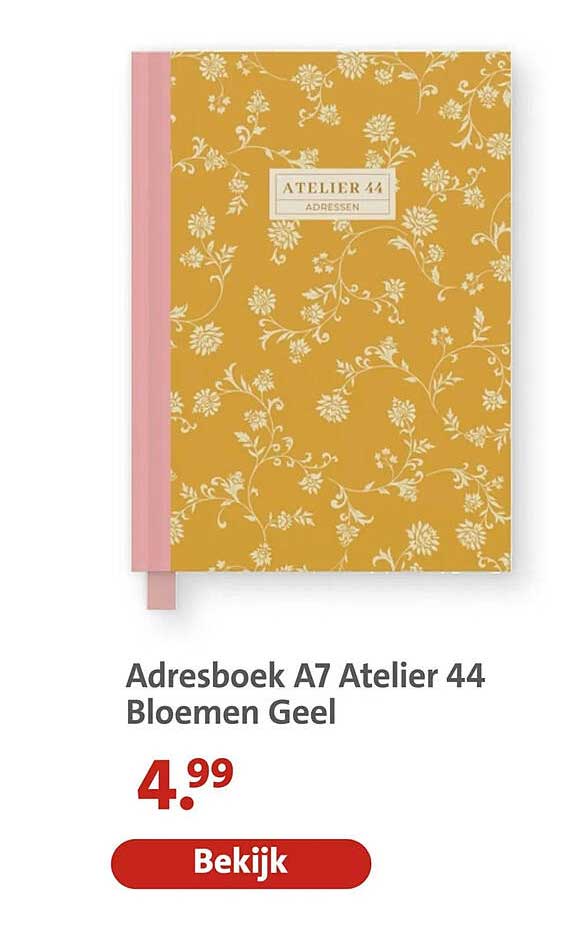 Adresboek A7 Atelier 44 Bloemen Geel