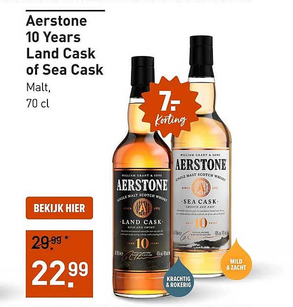Aerstone 10 Years Land Cask of Sea Cask Malt, 70 cl 7,- Korting